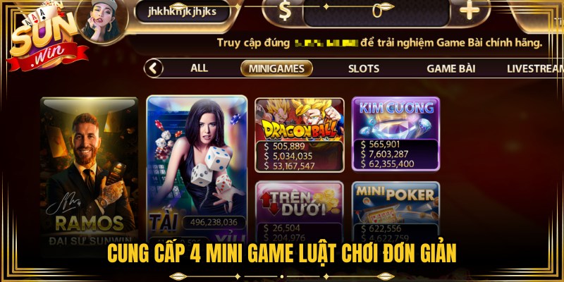 Cung cấp 4 mini game luật chơi đơn giản